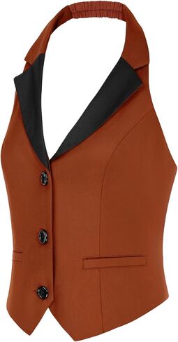 Belle Poque Women's Waistcoat Vest Vintage Halter Lapel Button Down Suit Vest with Pockets in Saudi Arabia