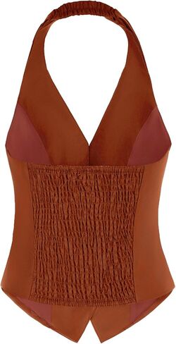 Belle Poque Women's Waistcoat Vest Vintage Halter Lapel Button Down Suit Vest with Pockets in Saudi Arabia