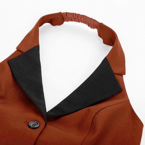 Belle Poque Women's Waistcoat Vest Vintage Halter Lapel Button Down Suit Vest with Pockets in Saudi Arabia