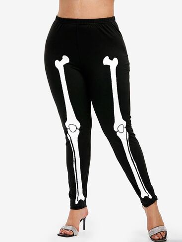ROSE GAL Women Plus Size Outfits Skeleton Print Long Sleeves Tee and Leggings Matching Set Halloween Costume 2 Piece Set in Saudi Arabia