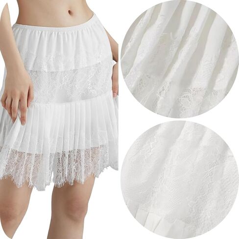 Lace Skirts, Y2K Lace Skirts for Women with Ruffle Floral, Widened Low Waist Layered Slip Skirt S-2XL in Kuwait