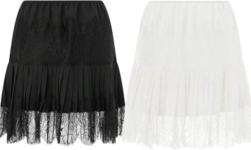 Lace Skirts, Y2K Lace Skirts for Women with Ruffle Floral, Widened Low Waist Layered Slip Skirt S-2XL in Kuwait