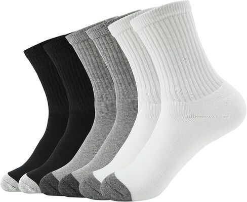 Men's Athletic Socks 6-Pairs Cotton Thick Cushion Running Socks Moisture-Wicking Mid-Crew Socks 6-9/9-12/12-15 in Saudi Arabia