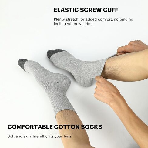 Men's Athletic Socks 6-Pairs Cotton Thick Cushion Running Socks Moisture-Wicking Mid-Crew Socks 6-9/9-12/12-15 in Saudi Arabia
