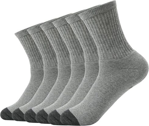 Men's Athletic Socks 6-Pairs Cotton Thick Cushion Running Socks Moisture-Wicking Mid-Crew Socks 6-9/9-12/12-15 in Saudi Arabia