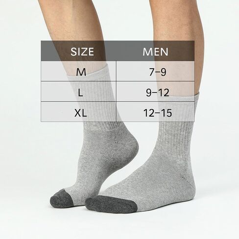 Men's Athletic Socks 6-Pairs Cotton Thick Cushion Running Socks Moisture-Wicking Mid-Crew Socks 6-9/9-12/12-15 in Saudi Arabia