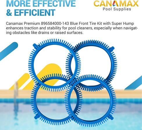 Canamax Premium 896584000-143 Blue Front Tire Kit with Super Hump Pool Cleaner - Fits Poolvergnuegen Parts 2X, 4X, Pressure Wheels - Pack of 2 in Saudi Arabia