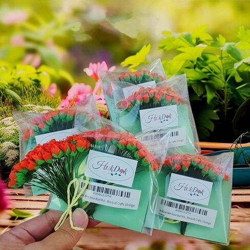 Mini Rose Bud Mulberry Paper Flower, Artificial Tiny Roses Flowers for Wedding Card Embellishment Scrapbook DIY Bouquet Crafts. (Red) in Kuwait