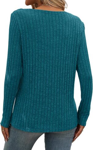 Misyula Style Long Sleeve Shirts for Women V Neck Fall Sweaters Dressy Casual Basic Tops 2024 Trendy Pullover S-2XL in Kuwait