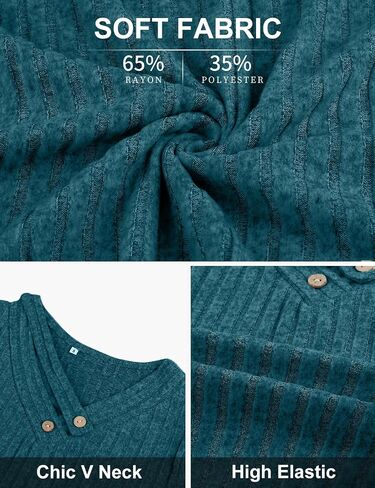 Misyula Style Long Sleeve Shirts for Women V Neck Fall Sweaters Dressy Casual Basic Tops 2024 Trendy Pullover S-2XL in Kuwait
