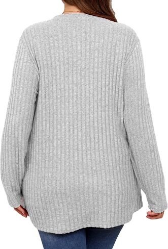 Plus Size Warm Long Sleeve Shirts Women Round Neck Casual Fall Winter Tunic Tops in Saudi Arabia
