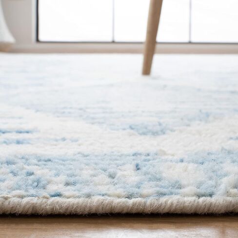 SAFAVIEH Kenya Collection Area Rug - 9' x 12', Grey & Ivory, Hand-Knotted Tribal Wool, Ideal for High Traffic Areas in Living Room, Bedroom (KNY175F) in Kuwait