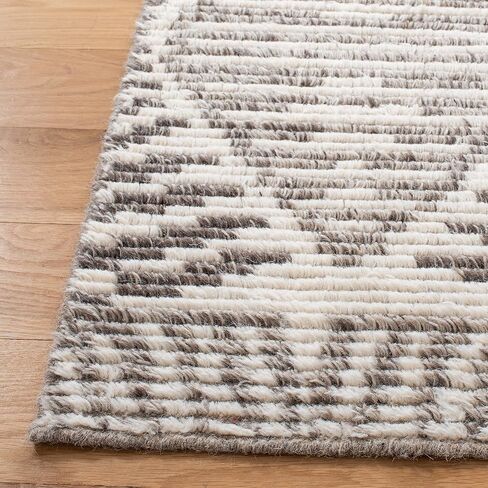 SAFAVIEH Kenya Collection Area Rug - 9' x 12', Grey & Ivory, Hand-Knotted Tribal Wool, Ideal for High Traffic Areas in Living Room, Bedroom (KNY175F) in Kuwait