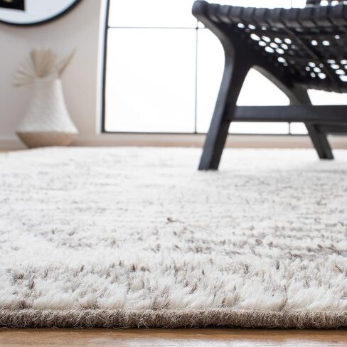 SAFAVIEH Kenya Collection Area Rug - 9' x 12', Grey & Ivory, Hand-Knotted Tribal Wool, Ideal for High Traffic Areas in Living Room, Bedroom (KNY175F) in Kuwait