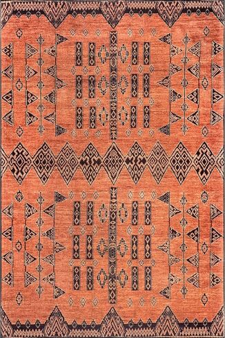 nuLOOM 2' x 8' SpinClean Machine Washable Stain-Resistant Area Rug Low Profile for Living Room, Bedroom, and Dining Room, Quincy Rust in Kuwait