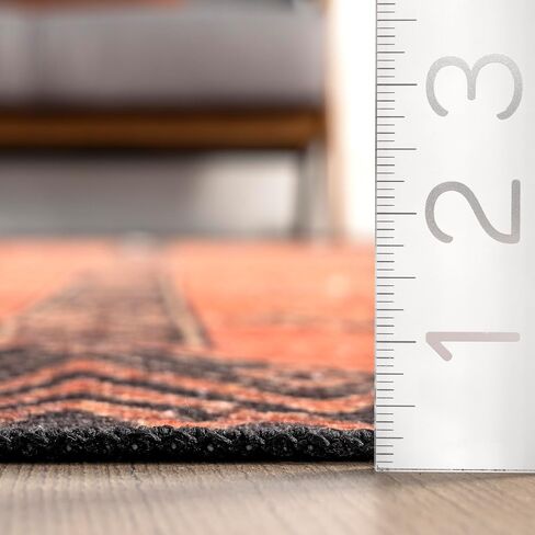 nuLOOM 2' x 8' SpinClean Machine Washable Stain-Resistant Area Rug Low Profile for Living Room, Bedroom, and Dining Room, Quincy Rust in Kuwait