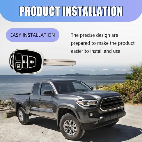 غطاء مفتاح Fob، غطاء مفتاح Fob ذو 3 أزرار متوافق مع Toyota 4Runner Tacoma Tundra Corolla Cross، غطاء مفتاح حماية كامل من مادة TPU (أسود فضي) in Kuwait