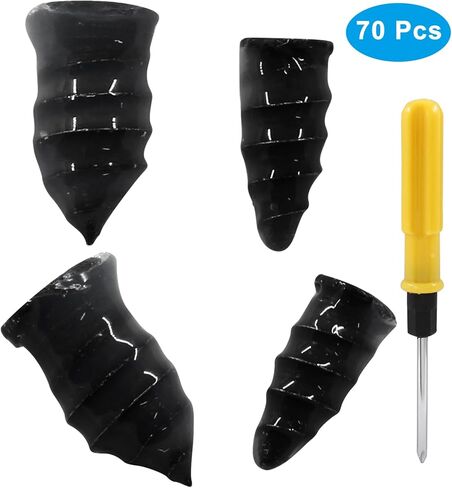 Hitefu 70PCS Tire Repair Nails, Black Rubber Tire Repair Screws Tire Plugs, Fast Tool Self-Service Tire Repair Nail with a Screwdriver for Auto Car Motorcycle Tractor Truck (35 S+35 L) in Saudi Arabia