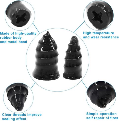 Hitefu 70PCS Tire Repair Nails, Black Rubber Tire Repair Screws Tire Plugs, Fast Tool Self-Service Tire Repair Nail with a Screwdriver for Auto Car Motorcycle Tractor Truck (35 S+35 L) in Saudi Arabia