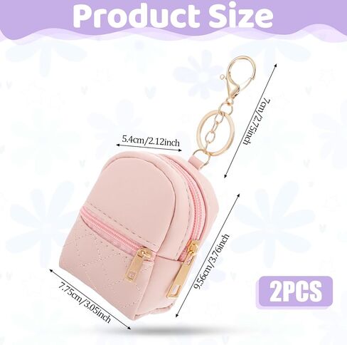 2Pcs Mini Backpack Cute Cosmetic Bag for Women Creative Pendant Keychain Key-chains Keyrings PU Leather Makeup Bag Key Pocket Lipstick Bag Card Holder Data Cable Organizer Zipper Pouch for Women Girl in Saudi Arabia