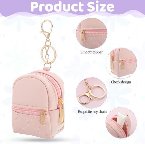 2Pcs Mini Backpack Cute Cosmetic Bag for Women Creative Pendant Keychain Key-chains Keyrings PU Leather Makeup Bag Key Pocket Lipstick Bag Card Holder Data Cable Organizer Zipper Pouch for Women Girl in Saudi Arabia