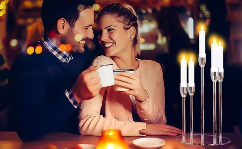 Candelabra Centerpieces for Tables 5 Arm Clear Candle Holder Fit 0.87" LED Pillar Taper Candlestick with Round Base for Christmas New Year Decoration (5 Arm Candelabra) in Saudi Arabia