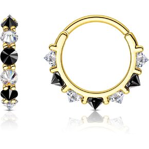 COCHARM Septum Rings, 16G Gold Septum Jewelry, Clear CZ Helix Daith Earrings for Women, Stainless Steel Rook Helix Daith Piercing Jewelry