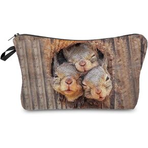 Squirrel Cosmetic Bag for Women Cute Small Makeup Bag for Purse Travel Toiletry Zipper Pouch for Girls Gift for Sisters Squirrel Makeup Bag for Her