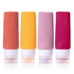 Travel Bottles for Toiletries,BPA Free,3 oz Tsa Approved Silicone Leak Proof Refillable Portable Squeeze Empty Accessories Travel Size Containers for Lotion Shampoo Conditioner Liquids(4 Pack)