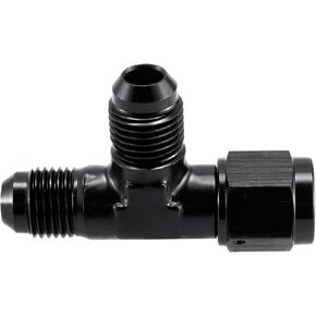 6AN Male Flare Tee T Fitting Adapter with AN6 Female Swivel On Run Aluminum Black