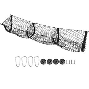 QWORK Cargo Net Organizer Trunk Bed Organizer, Heavy Duty Polyester Trunk Organizers, 59-inch with 3 Pockets
