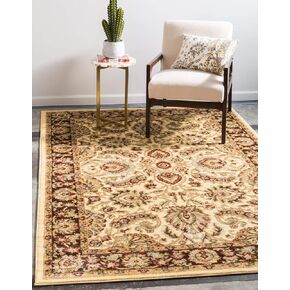 سجادة منطقة Loom Voyage Collection التقليدية الشرقية الكلاسيكية ذات الحدود المعقدة، 5' 3" x 8' 0"، عاجي/بني in Kuwait