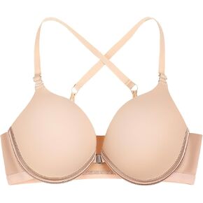 GALPADA Front Closure Push Up Bras for Women Racerback Underwire T-Shirt Bra Beige