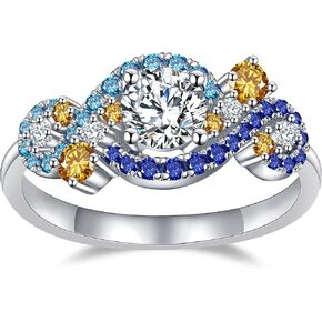 Kolmnurk Moissanite Eternity Ring 0.5ct 1ct 2ct D Color VVS1 Lab Grown Diamond Wedding Engagement Ring Van Gogh's The Starry Night Moissanite Rings for Women size 5-12