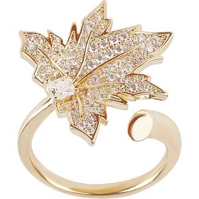 Light Luxury Gold Maple Leaf Open Ring