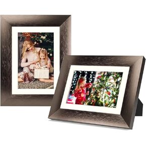 Golden State Art، إطارات ألومنيوم مع حصيرة عاجية للصور - حامل حامل، عروات دوارة، زجاج حقيقي - شاشة عرض أعلى الطاولة (بني داكن، إطار 5x7 للصور 4x6، عبوتان) in Kuwait