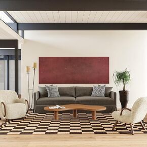 Rugs USA x Arvin Olano Kia Checkerboard Wool Area Rug, 4x6, Dark Brown