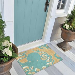Liora Manne Frontporch Indoor Outdoor Rug - Novelty Design, Hand Hooked, Weather Resistant, UV Stabilized, Foyers, Porches, Patios & Decks, Octopus, 2' x 3'