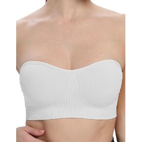 ANGOOL Bandeau Bra Women Padded Strapless Tube Top Bralettes Boobtube Non-Slip with Convertible Straps