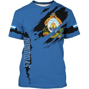 Men's Honduras T-Shirt 3D Print Short Sleeve Shirt Honduras Flag Blue Tee Novelty Casual Round Neck Top Unisex