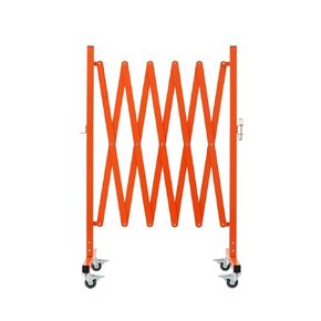 Industrial Expandable Metal Barricade, 8 FT, Orange, Portable Safety Barrier with Casters, Flexible Fence Mobile Barrier Gate, Adjustable Traffic Fence