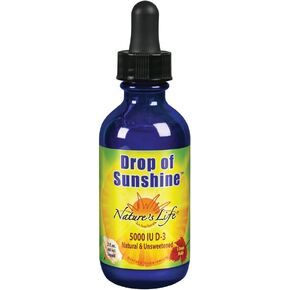 Nature's Life Drop of Sunshine Vitamin D-3 Drops in Organic Extra Virgin Olive Oil & Coconut Oil 5000IU | Supports Strong Bones & Immune System | 2 oz