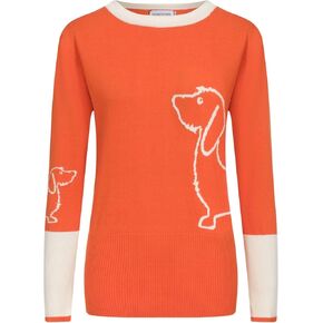 OXKnit Women's Knit Long Sleeve T-Shirts, Dachshund Pattern Crewneck Casual Knit Tops for Christmas Holiday