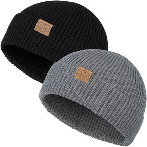 Fisherman Beanie Hats for Men Women,Knit Cuffed Short Trawler Beanie,Warm & Soft Stylish Skullcap Winter Spring Autumn