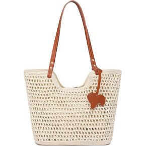 Beach Bag,Woven Beach Bags for Women With Pockets,Vacation Handbags Straw Bag