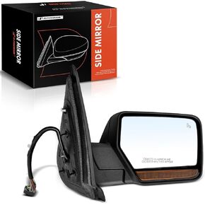 A-Premium Passenger Side Power Door Mirror - Compatible with Ford Expedition 2015 2016 2017 - Heated Power Folding Black Outside Rear View Mirror w/Turn Signal Puddle Light Blind Spot Detection