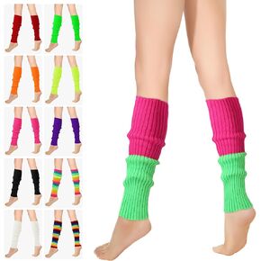 Buauty 80s 90s Leg Warmers for Women, Neon Ribbed Leg Socks, Stylish Accessories for Inspired Outfits for Yoga,Running,Hiking