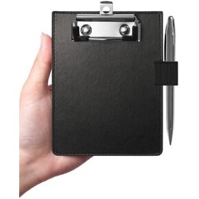 Mini Clipboards 4"x6", Small Clipboards with Pen Holder, Faux Leather Memo Pocket Clipboard for Receipts & Small Notepads, Perfect for Teachers, Kids, Nurses, Police, Golfers and Drivers (Brown)