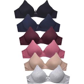Womens 6 Pack of Everyday Plain Bra, Lace Bra, Wireless Bra (4242PN8, 34C)