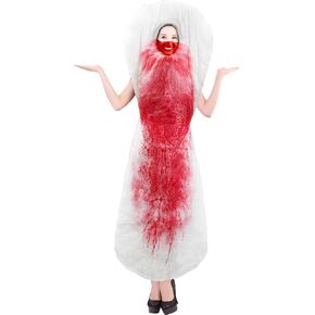 مجموعة من 5 قطع من المناشف الصحية للهالوين، فستان هفوة مضحك، مقاس 59.06 × 23.62 بوصة زي وسادة فترة التدفق للسيدات، مسحوق أحمر داكن، قطعتين من مشابك السرج الخلفية وعصابة رأس للبالغين in Kuwait